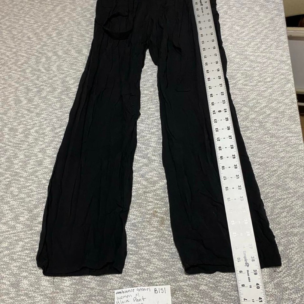 Ambiance Apparel black pants with elastic waistband & pockets women M. SKU-B151